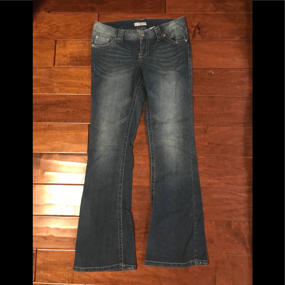 aris Blues Jeans, Boot Cut,Dark Grey Blue, Size 11